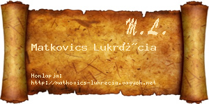 Matkovics Lukrécia névjegykártya